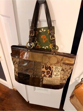 Coach Patchwork Tote Bag in Brown and Tan